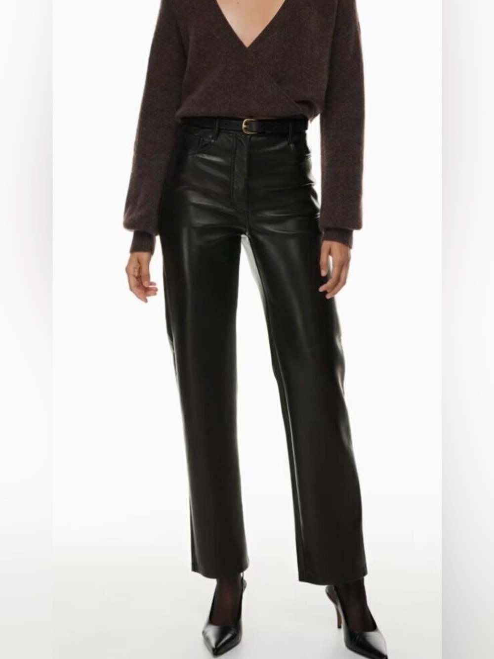 Wilfred Aritzia Women's Size 6 Black The Melina High Waist Vegan Leather Pants